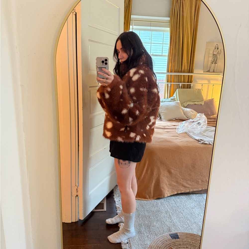 Sandy Liang Brown and White Teddy Jacket